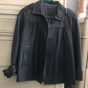 Beautiful Dark Gray leather Banana Republic short jacket.